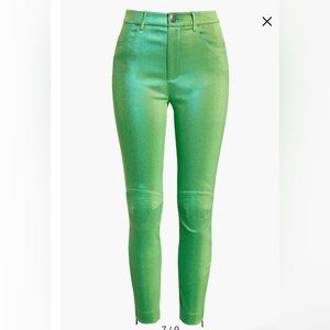 AREA green Metallic Moto Knee Zip-Hem Ankle Leggings